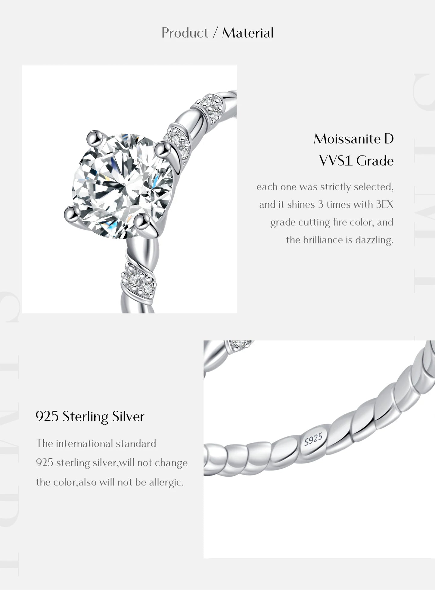 MODIAN 1CT Moissanite 925 Sterling Silver Sparkling Twist Lab Created Diamond Wedding Band Rings For Women Bridal Fine Jewelry