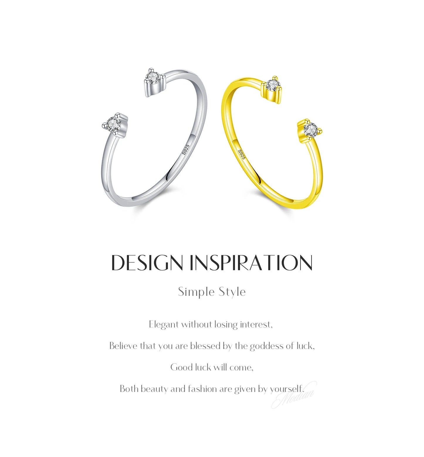 Modian 2022 New Real 925 Sterling Silver D Color Moissanite Finger Rings Trendy Adjustable Ring For Women Wedding Fine Jewelry