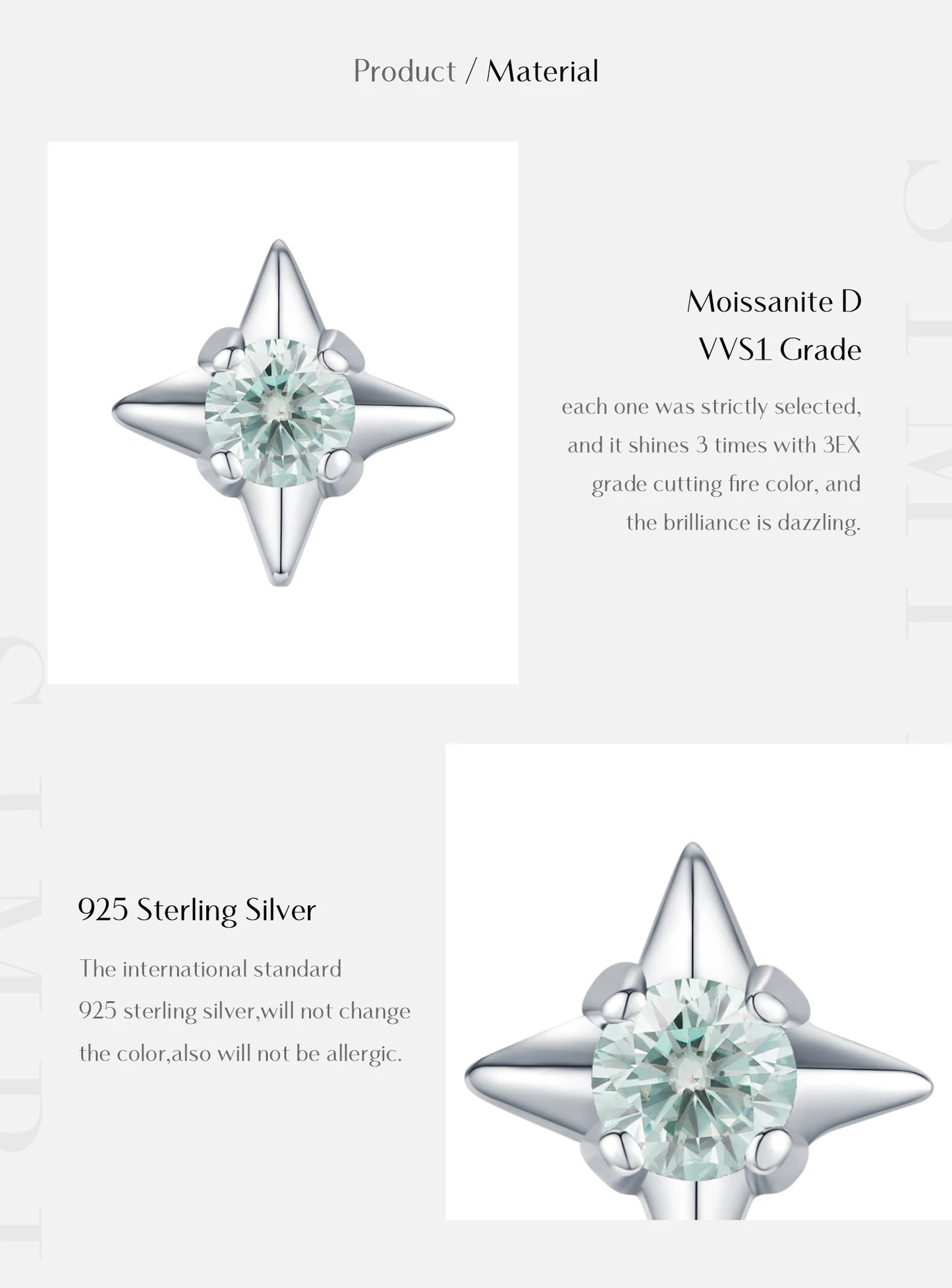 MODIAN D Color Clarity Moissanite Ear Studs 925 Sterling Silver Exquisite Darts Stud Earrings For Women Party Fine Jewelry