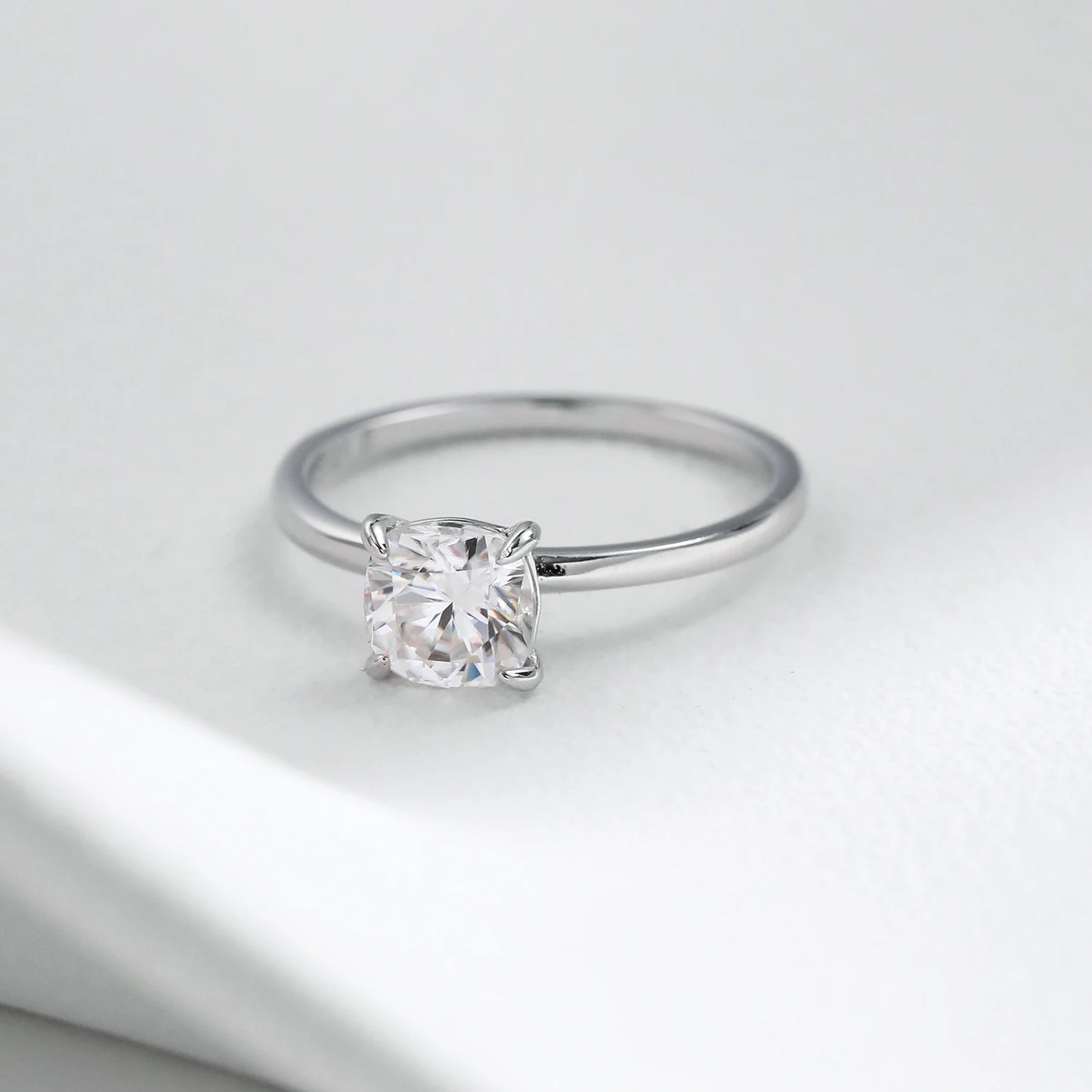 MODIAN 1CT Moissanite Ring Delicate Square Cushion Cut Lab Diamond Ring 925 Sterling Silver Wedding Statement Jewelry For Women