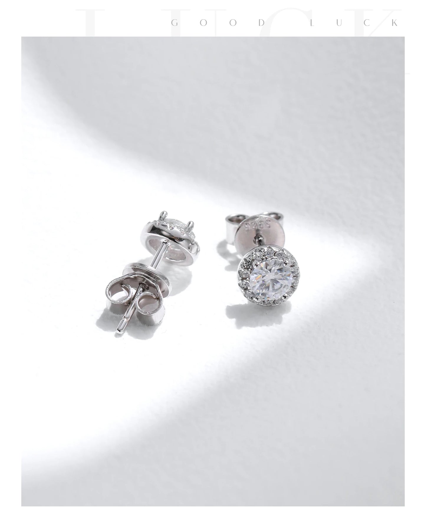 MODIAN Luxury Tiny Halo Moissanite Stud Earrings 925 Sterling Silver Earrings For Women Engagement Wedding Fine Jewelry Gift