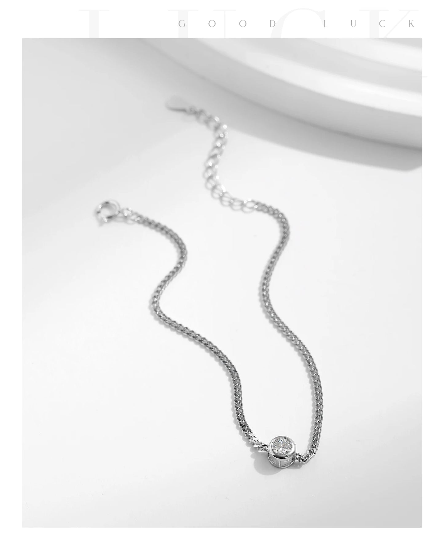 MODIAN 0.25CT Moissanite Bezel Setting Bracelet For Women Diamond 925 Sterling Silver Elegant Chain Bracelet Wedding Jewelry