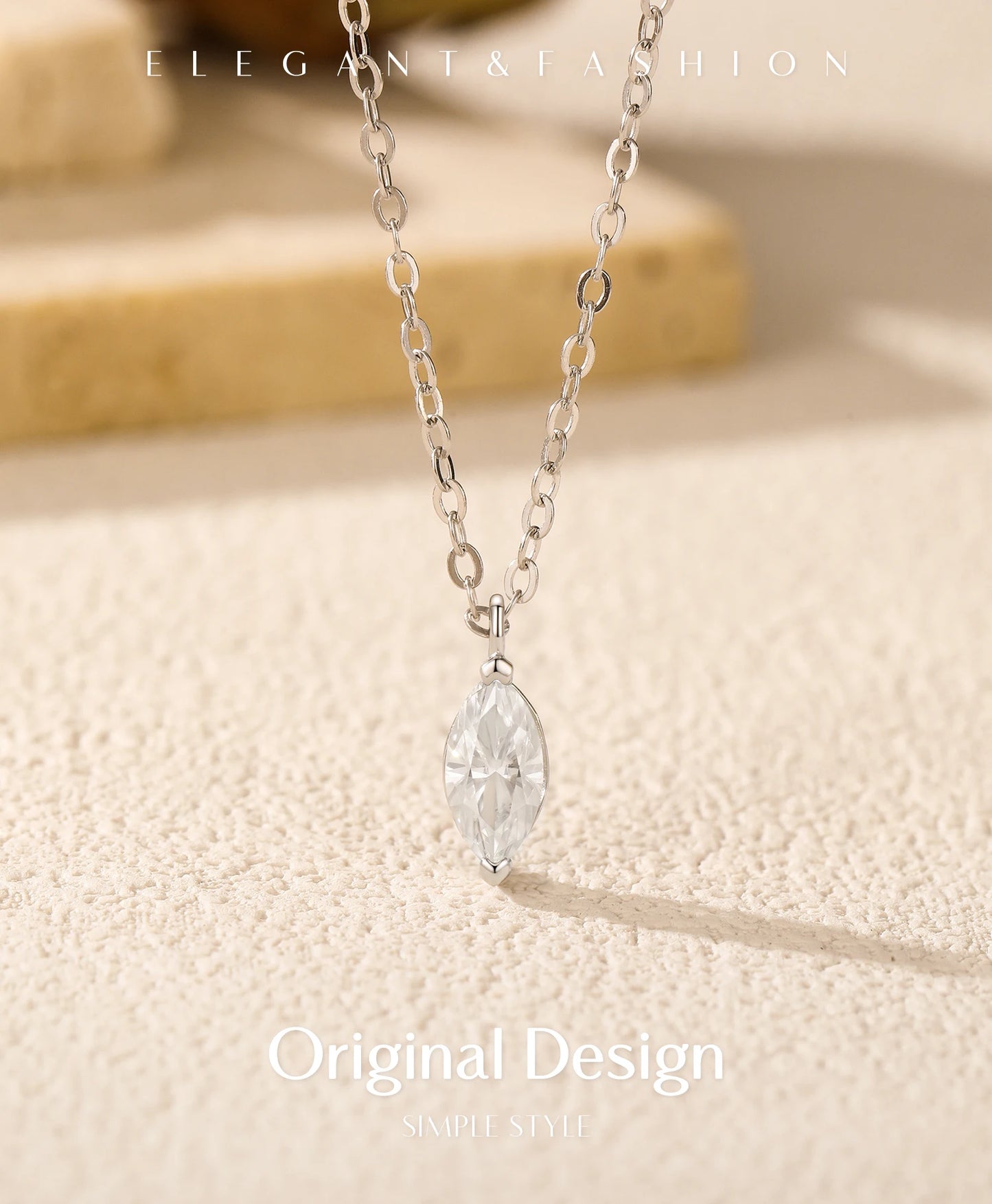 MODIAN D Color Rhombic Moissanite Necklaces 925 Sterling Silver Simple Link Chain Pendant Necklace For Women Fine Jewelry Gifts