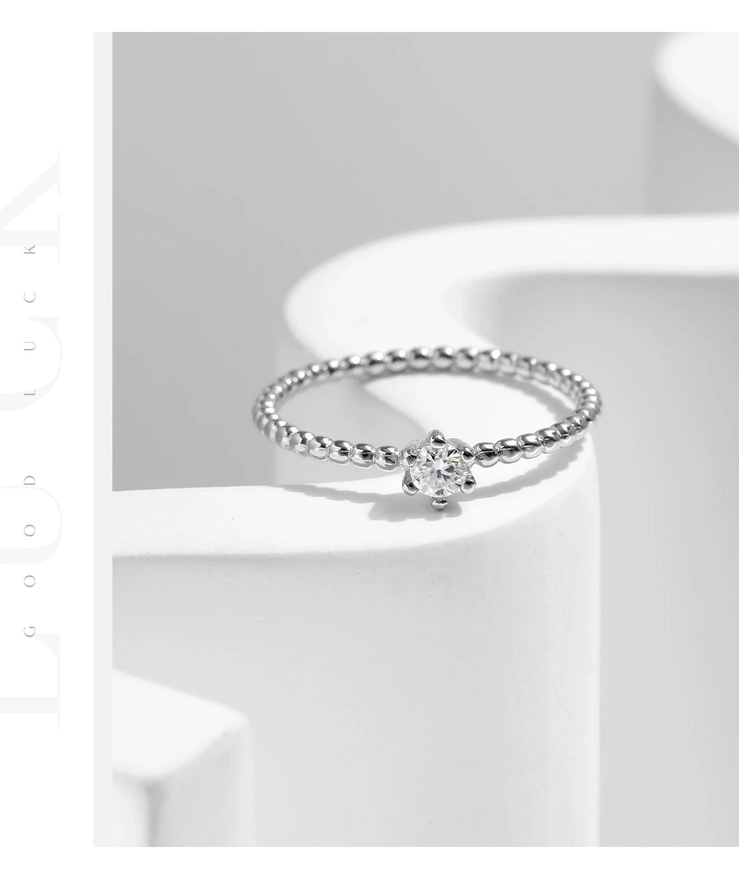 MODIAN D Color Round Moissanite Lab Diamond Rings 925 Sterling Silver Simple Classic Beads Stackable Ring For Women Jewelry