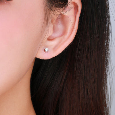 Modian Moissanite Gemstone Clear D Color 925 Sterling Silver Small Tiny Dazzling Stud Earrings For Women Wedding Fine Jewelry