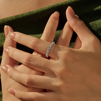 MODIAN Dazzling D Color Moissanite Eternity Band Rings 925 Sterling Silver Luxury Stackable Fashion Ring For Women Fine Jewelry