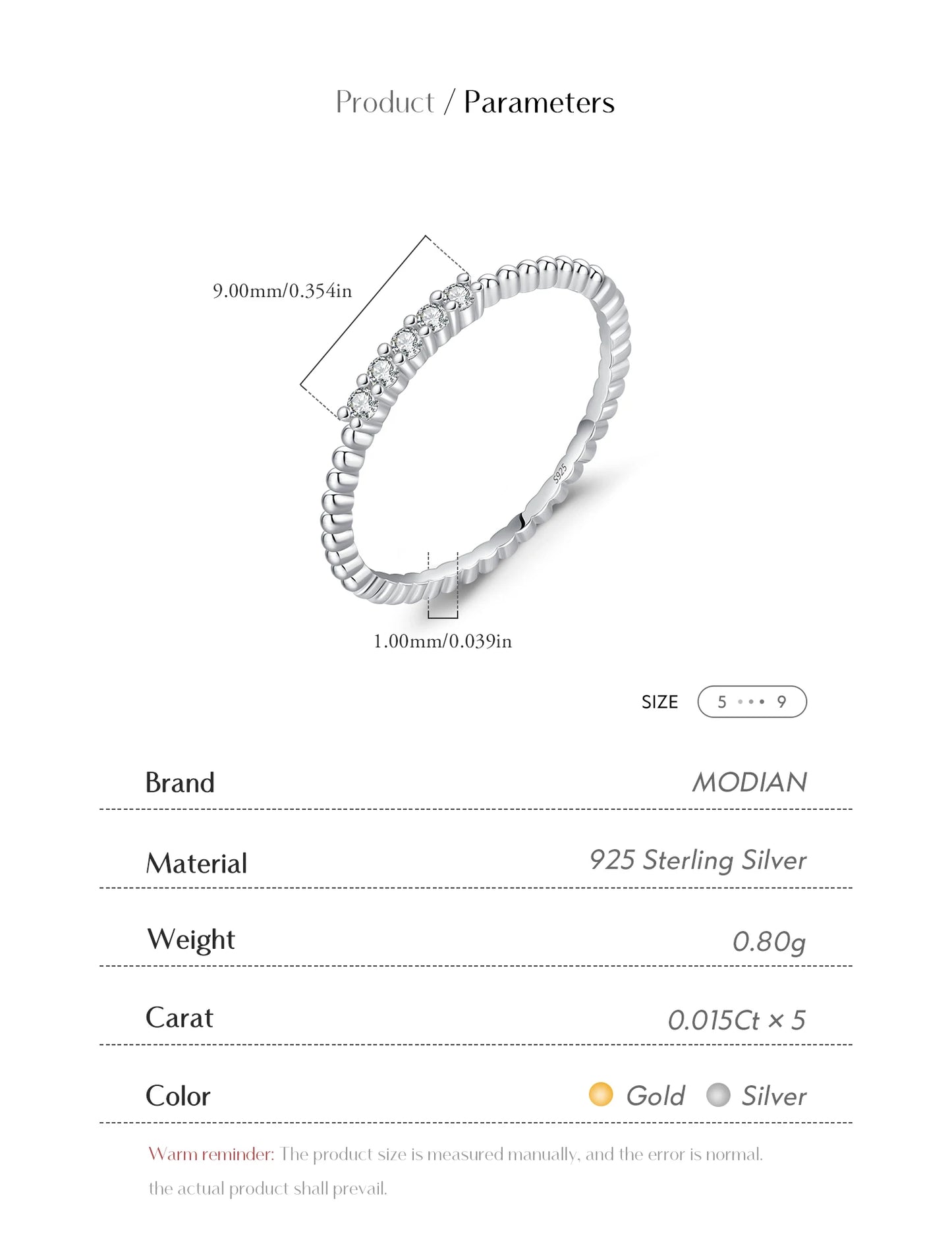 MODIAN Sparkling Moissanite Eternity Band Ring 925 Sterling Silver Stackable Popular Finger Rings For Women Party Jewelry