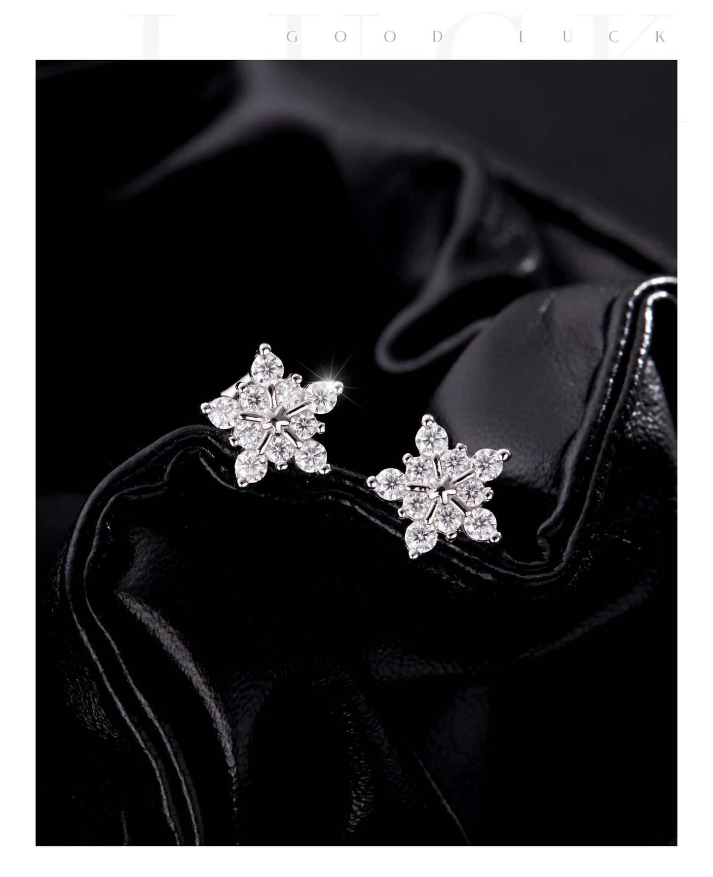 MODIAN D Color Dazzling Moissanite Earrings 925 Sterling Silver Trendy Cute Snowflake Stud Earrings For Women Fine Jewelry