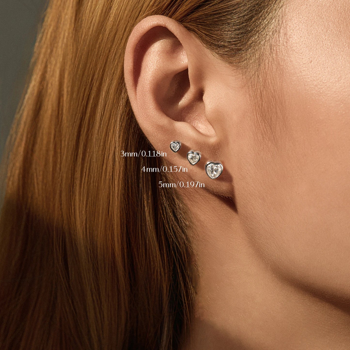 MODIAN 3 Sizes Heart Moissanite Ear Studs 925 Sterling Silver Dazzling Stackable Fashion Stud Earrings For Women Fine Jewelry