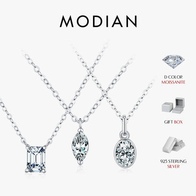 MODIAN 6 Styles D Color Geometric Moissanite Necklaces 925 Sterling Silver Dazzling Pendant Necklace For Women Fine Jewelry