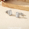 MODIAN Emerald Cut Moissanite Ear Studs 925 Sterling Silver Classic Luxury Halo Earrings For Women Wedding Fine Jewelry Gift