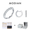 MODIAN D Color Moissanite 925 Sterling Silver Luxury Sparkle Geometric Hoop Earrings Ring For Women Wedding Fine Jewelry Set