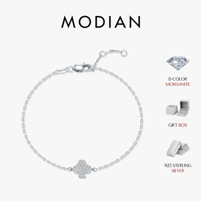 MODIAN D Color Moissanite 925 Sterling Silver Simple Daily Clubs Link Chain Trendy Bracelet For Women Fine Jewelry Gifts