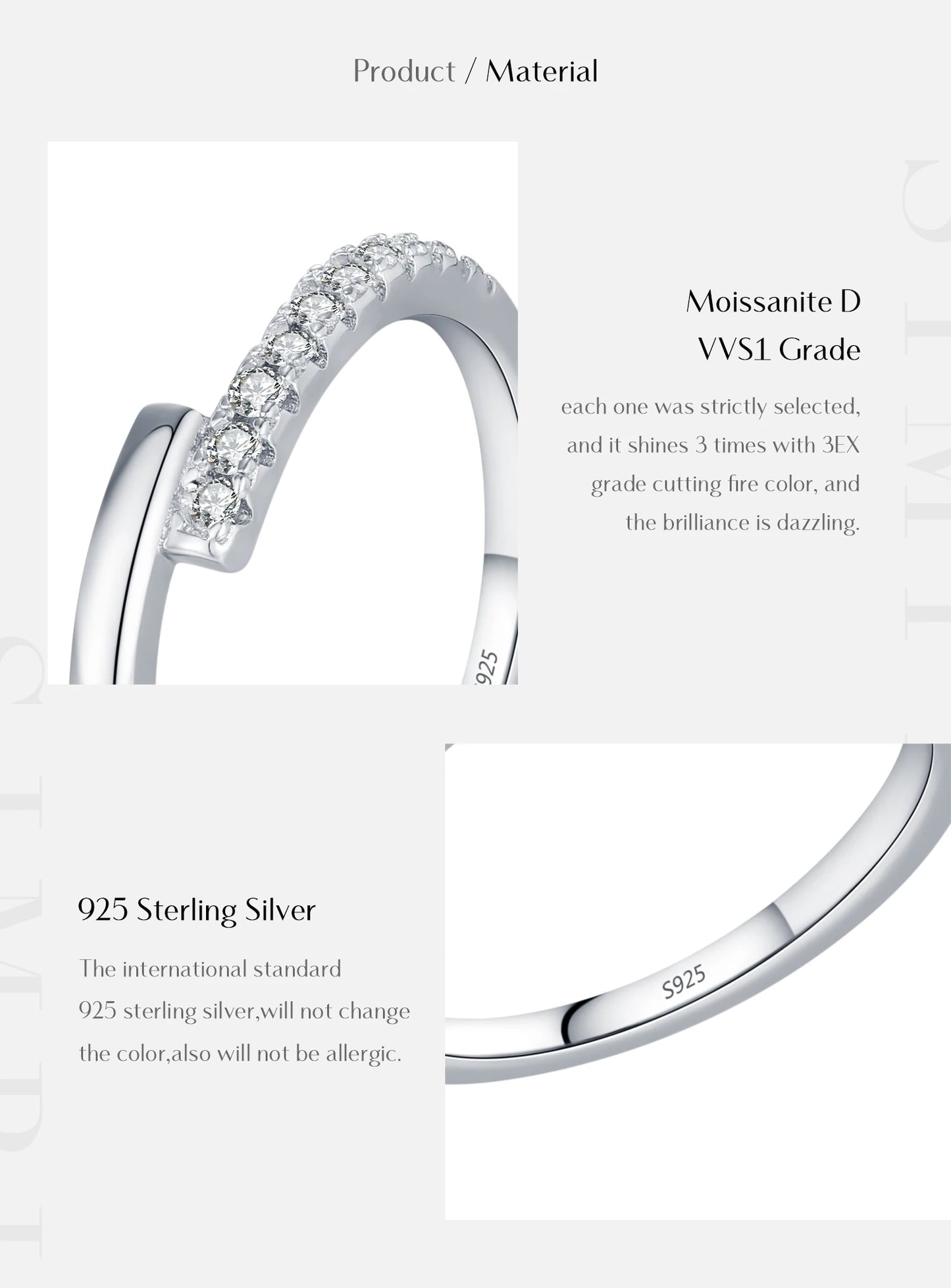MODIAN D Color Moissanite 925 Sterling Silver Simple Sparkle Geometric Eternity Band Rings For Women Daily OL Fine Jewelry