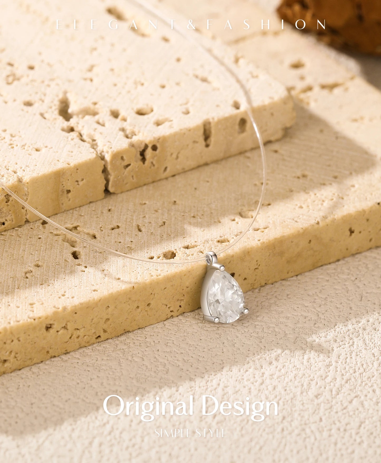MODIAN D Color Water Drop Moissanite Necklace 925 Sterling Silver Fishing Line Choker Pendant Necklaces For Women Jewelry Gifts