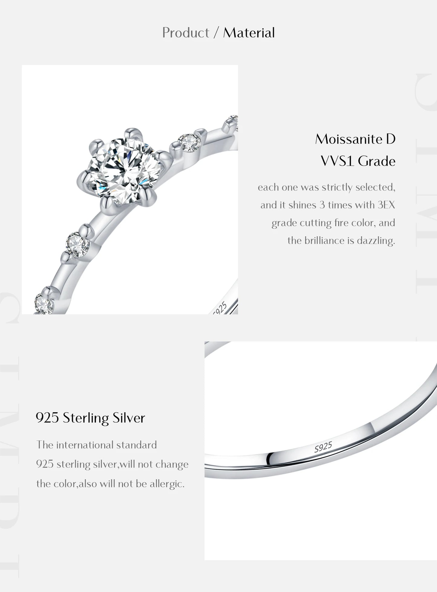 MODIAN D Color Moissanite Wedding Band 925 Sterling Silver Eternity Rings Lab Diamond Stackable Exquisite Jewelry For Women Gift