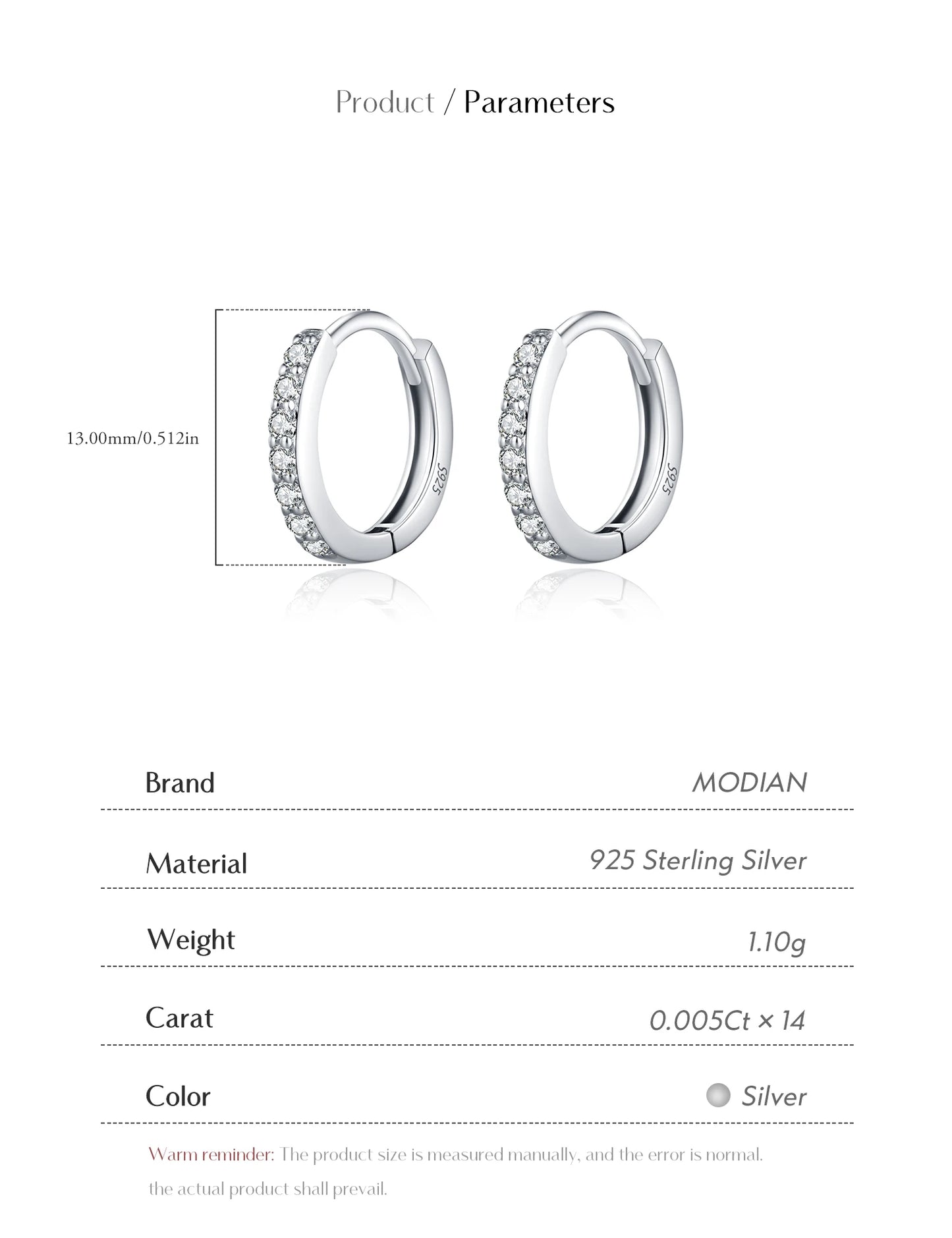 MODIAN D Color Sparkling Moissanite Earrings 925 Sterling Silver Classic Shining Circle Hoop Earrings For Women Fine Jewelry