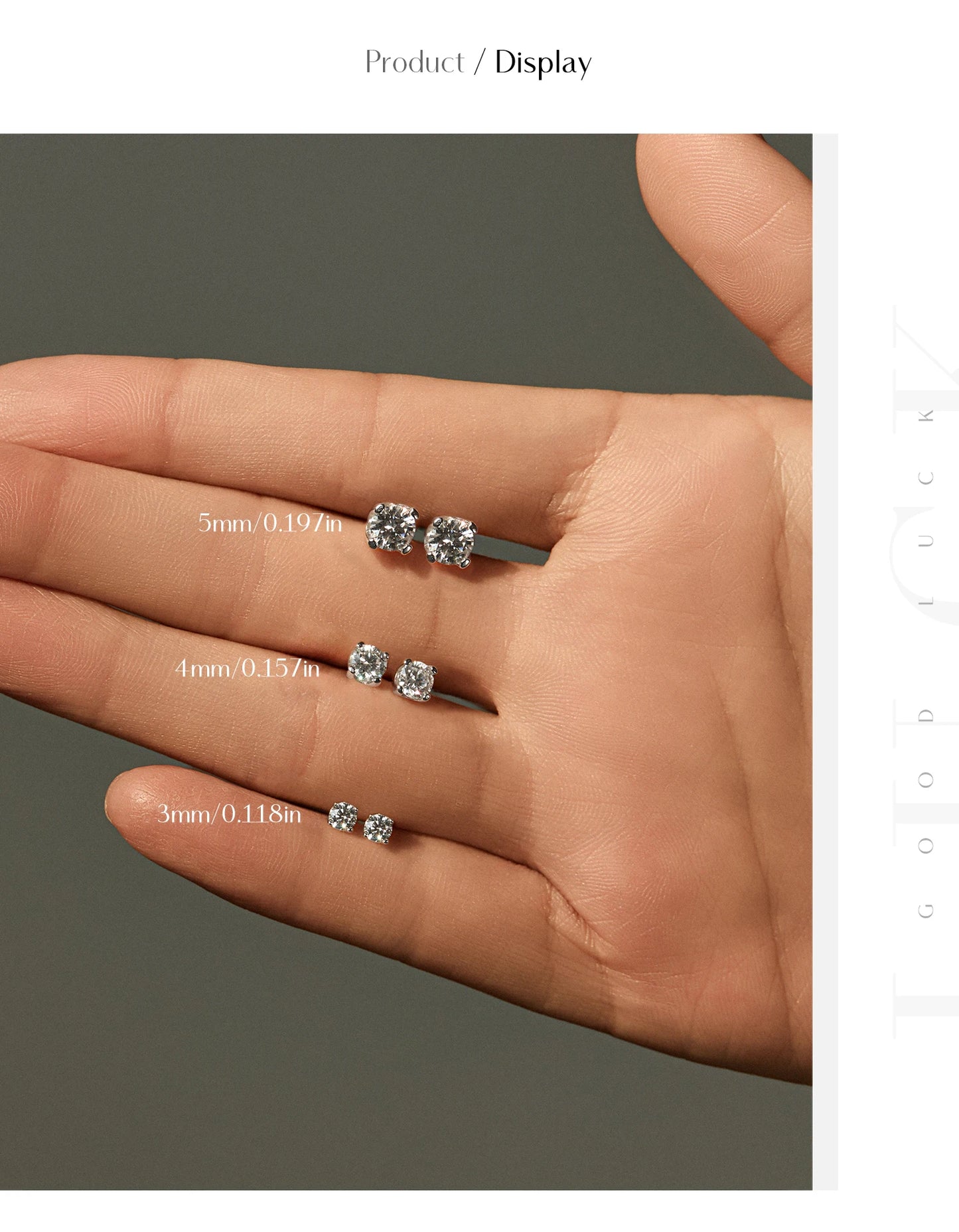 MODIAN 3MM-5MM Size D Color Moissanite 925 Sterling Silver Classic Simple Round Stud Earrings For Women Fine Stackable Jewelry