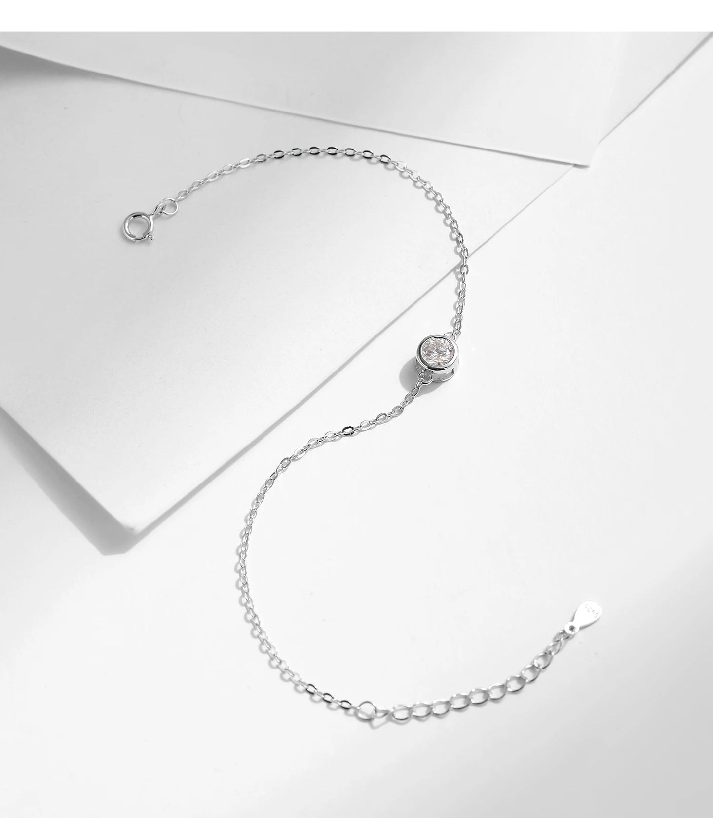 MODIAN 0.5CT Moissanite Bracelet 925 Sterling Silver Classic Link Chain Charms Bracelets For Women Luxury Wedding Jewelry