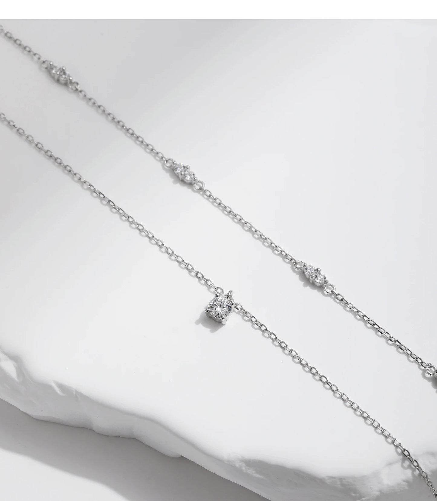 MODIAN Moissanite D Color Double Layer Pendant Necklace 925 Sterling Silver Round Stylish Choker Necklace For Women Jewelry