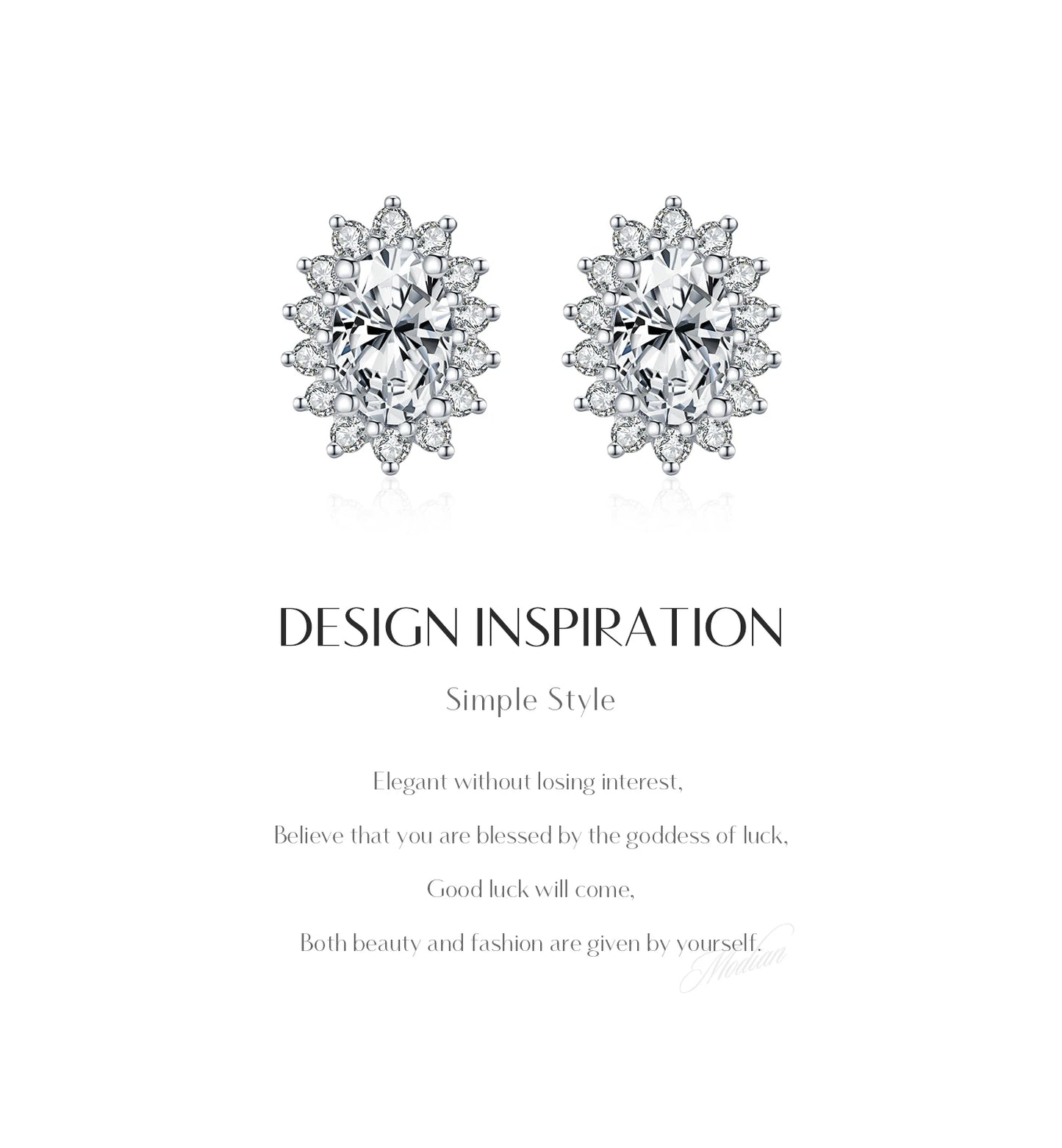 MODIAN D Color Clarity VVS1 Moissanite Halo Earrings 925 Sterling Silver Classic Stud Earrings For Women Luxury Bridal Jewelry