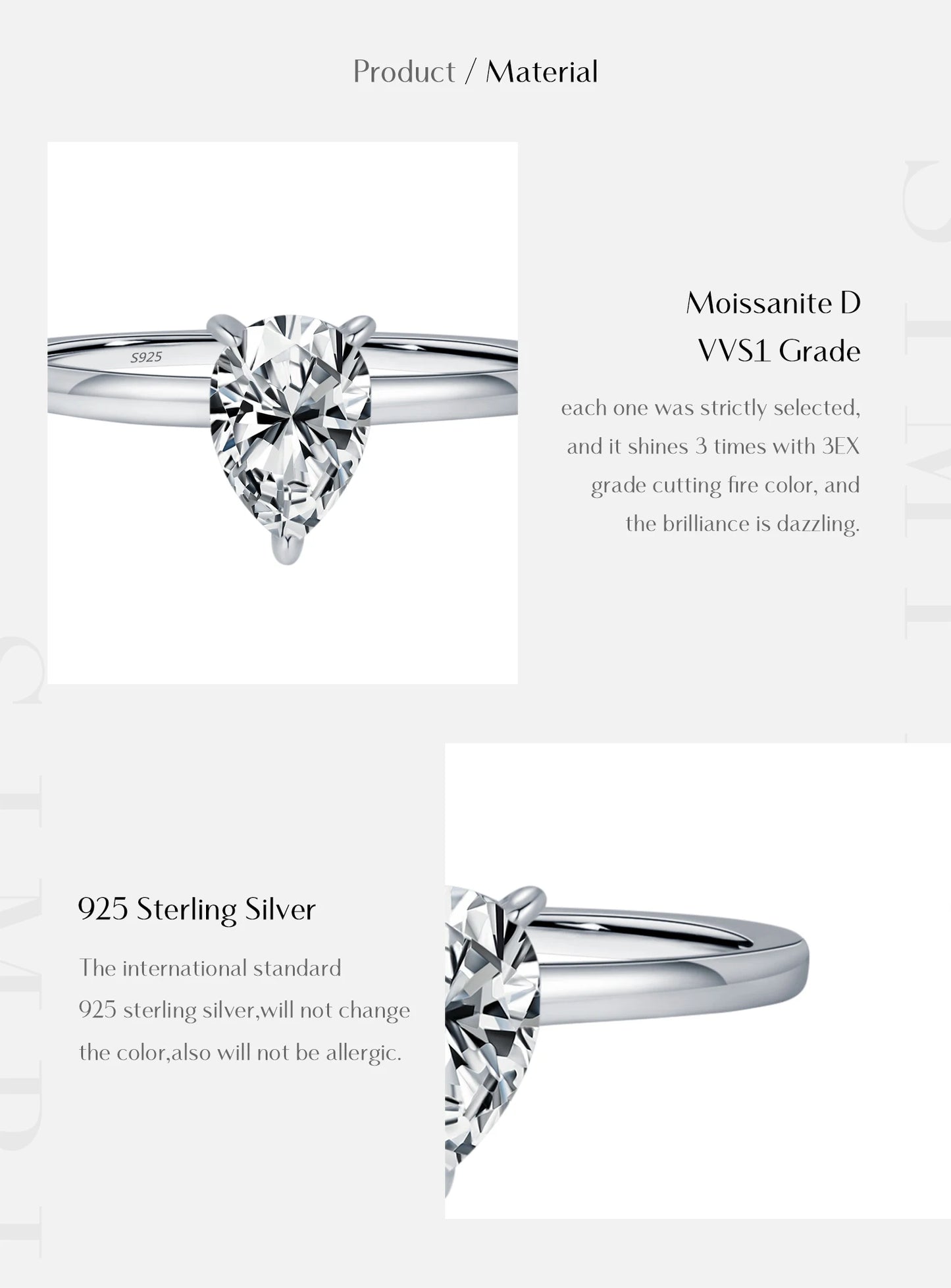 MODIAN Pear Round Square Moissanite Ring 925 Sterling Silver Wedding D Color Lab Created Diamond Rings For Women Fine Jewelry