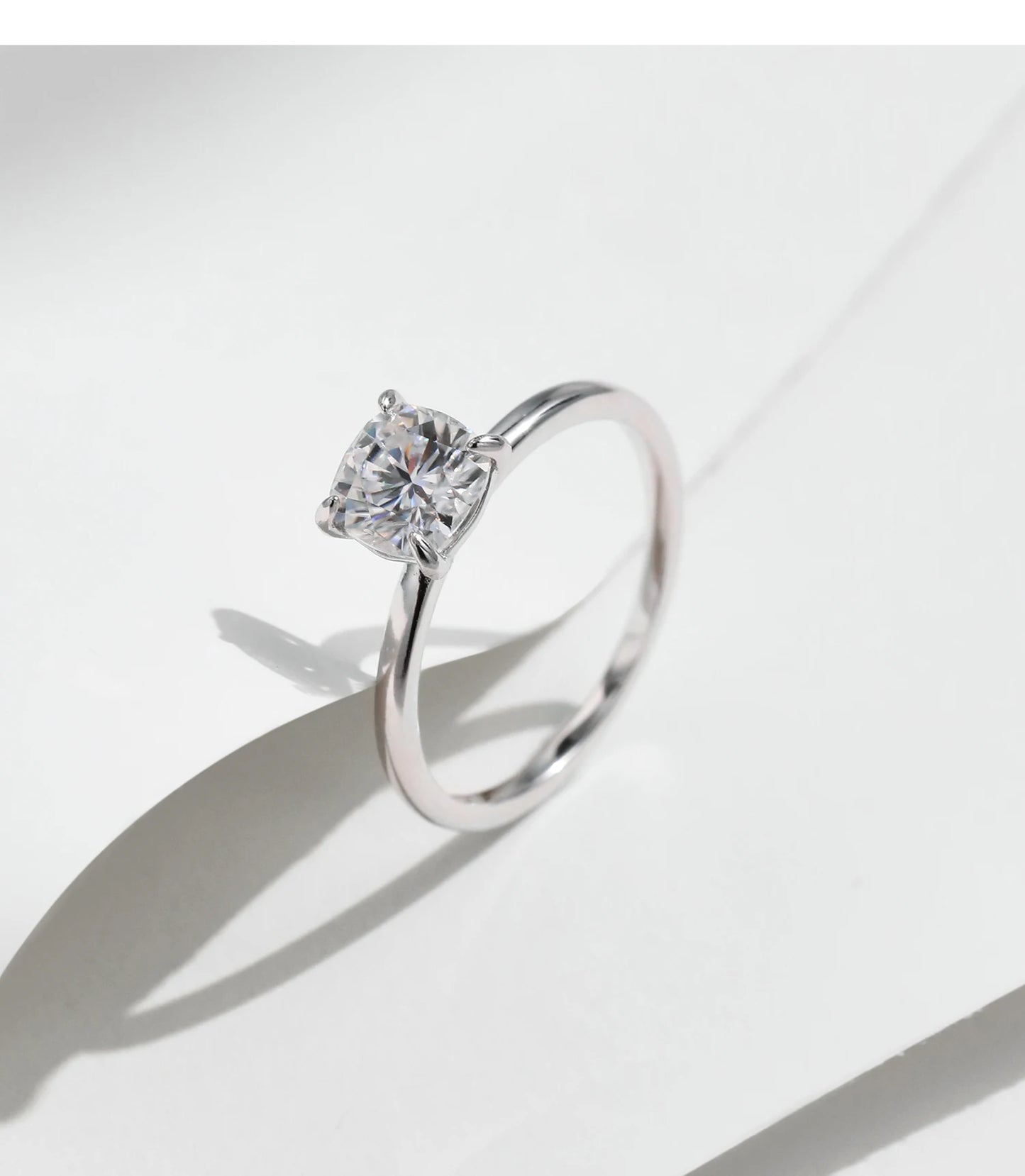 MODIAN 1CT Moissanite Ring Delicate Square Cushion Cut Lab Diamond Ring 925 Sterling Silver Wedding Statement Jewelry For Women