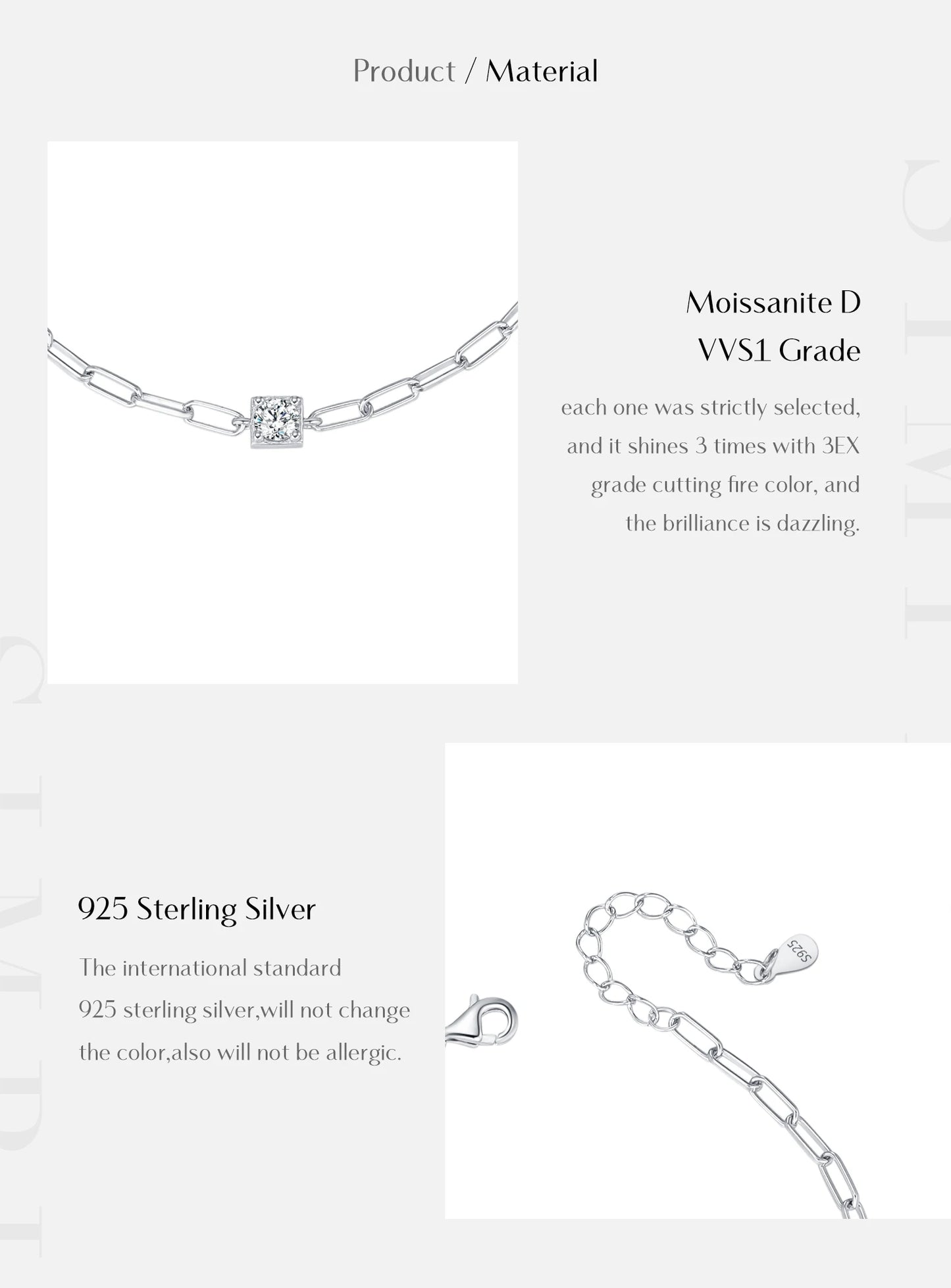 MODIAN Clear D Color Moissanite Bracelet 0.3 Carat Lab Diamond 925 Sterling Silver Elegant Bracelet For Women Fine Jewelry