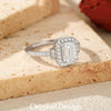MODIAN 1CT Emerald Cut Moissanite Halo Rings 925 Sterling Silver Luxury Finger Rings For Women Wedding Statement Fine Jewelry
