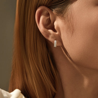 MODIAN D Color Sparkling Moissanite Ear Buckle 925 Sterling Silver Luxury Circle Hoop Earrings For Women Wedding Fine Jewelry