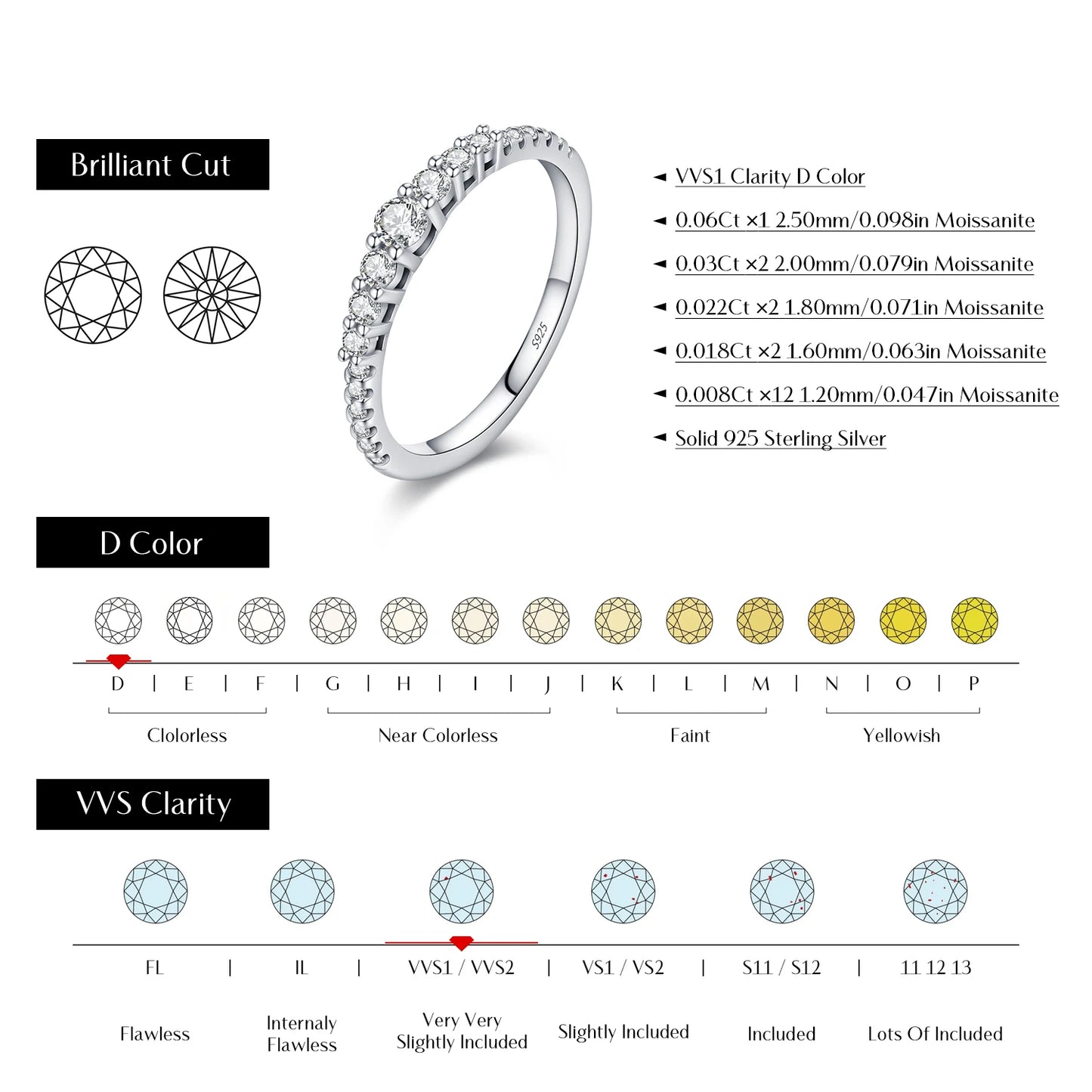 MODIAN Exquisite Round Moissanite Ring 925 Sterling Silver Trendy Wedding Engagement Band Rings For Women Fine Jewelry