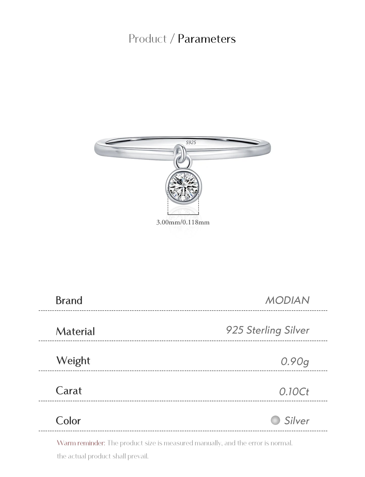 MODIAN D Color Round Moissanite Ring 925 Sterling Silver Small Charms Sparkling Finger Rings For Women Wedding Jewelry Gift