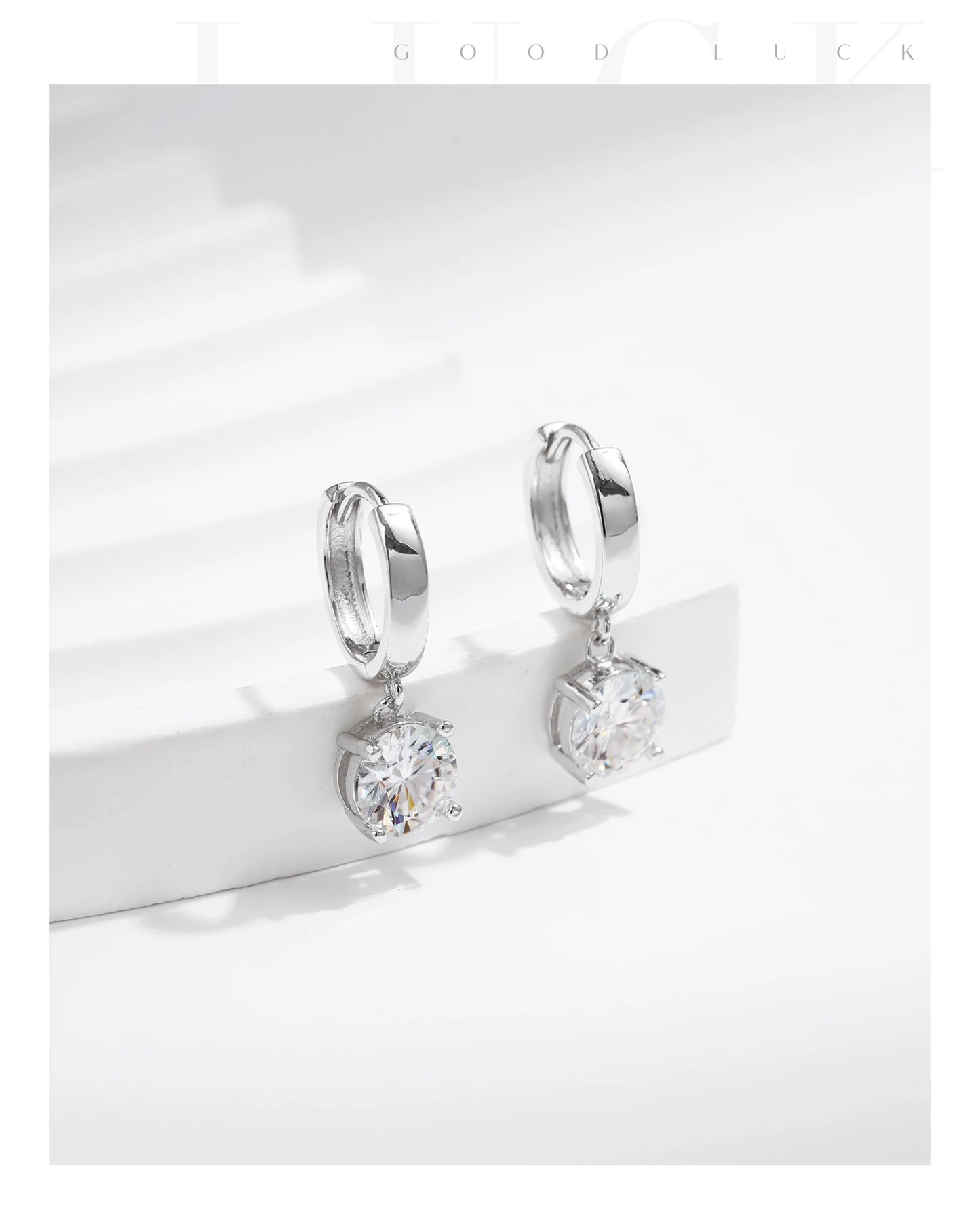 MODIAN 1.0CT D Color Moissanite Hoop Earrings Lab Created Diamond For Women 925 Sterling Silver Wedding Fine Jewelry Gift