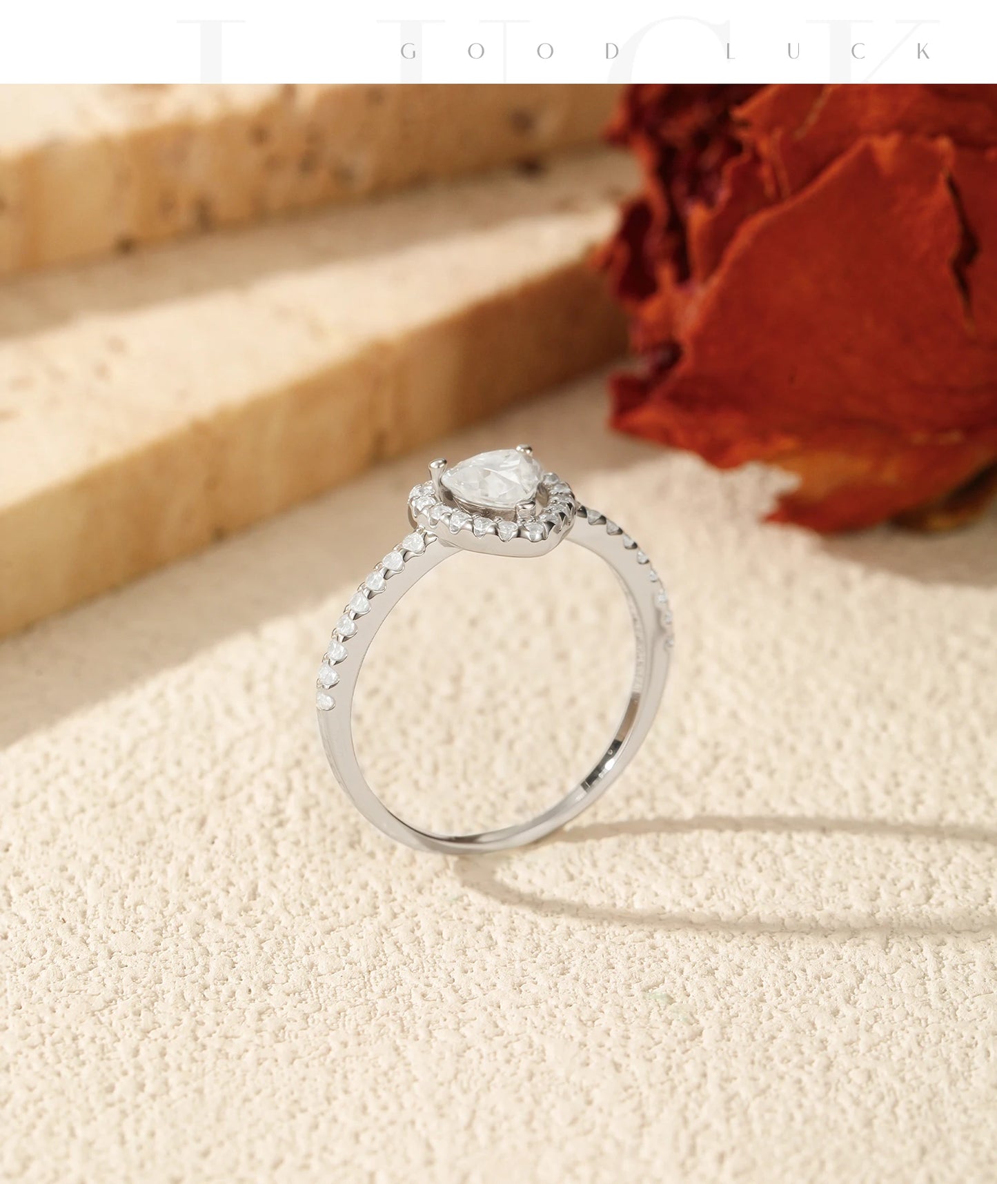 MODIAN D Color Heart  Moissanite Wedding Rings 925 Sterling Silver Luxury Halo Classic Rings For Women Dating Fine Jewelry