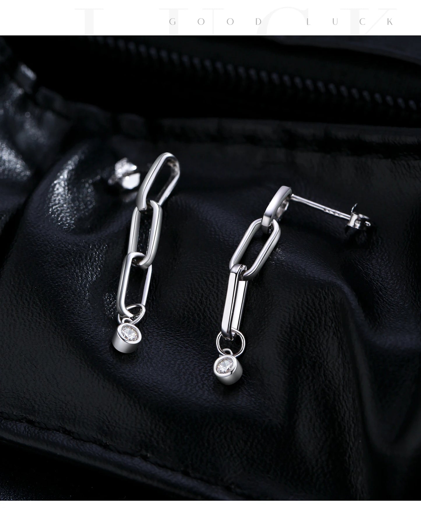 MODIAN VVS1 Clarity D Color Moissanite Earrings 925 Sterling Silver Fashion Link Chain Stud Earrings For Women Fine Jewelry