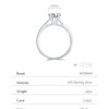 MODIAN 1CT D Color Round High Quality Moissanite Ring For Women 925 Sterling Silver Romantic Wedding Engagement Band Jewelry