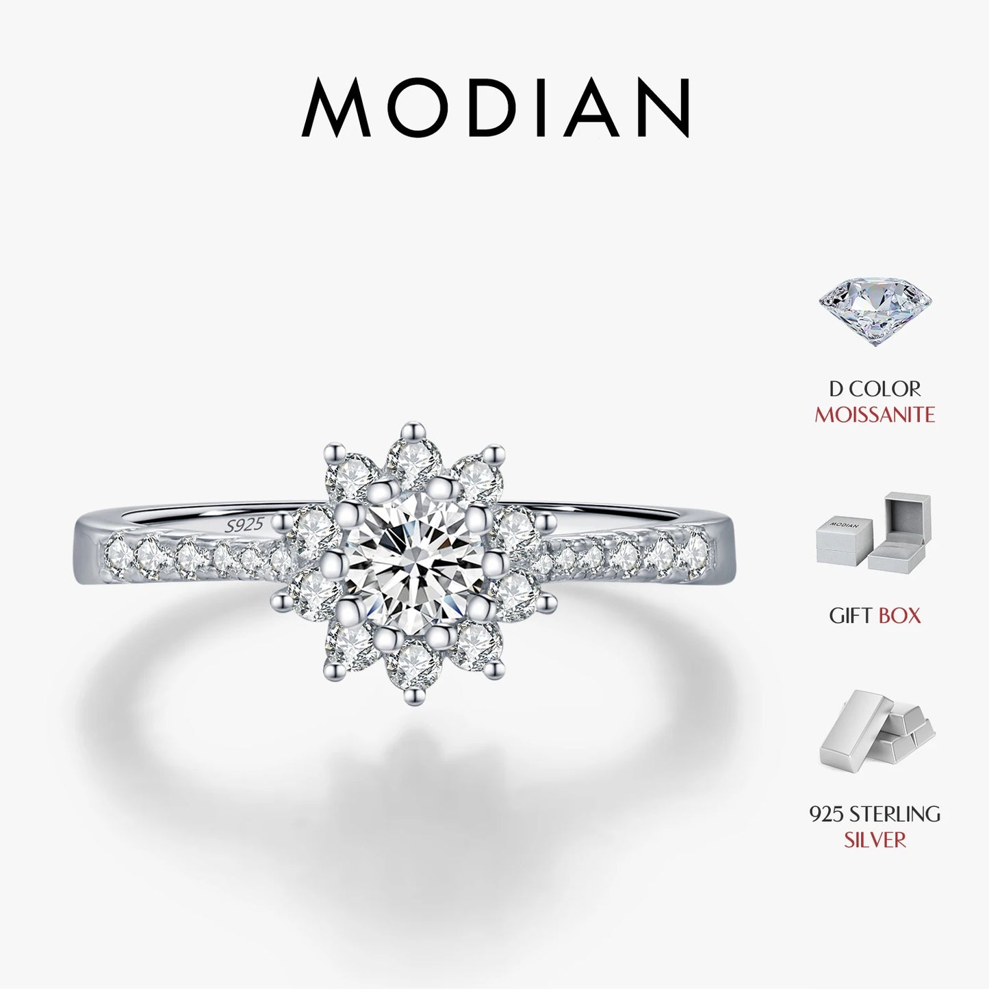 MODIAN D Color Moissanite Luxury Halo Rings 925 Sterling Silver Sparkling Wedding Engagement Rings For Women Fine Jewelry