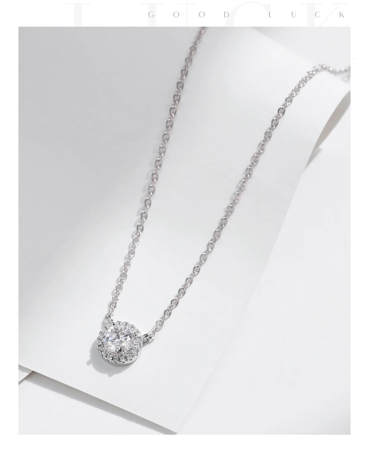 MODIAN 0.8 Carat D Color Classic Halo Moissanite Pendant Necklace 925 Sterling Silver Lab Diamond Wedding Jewelry For Women