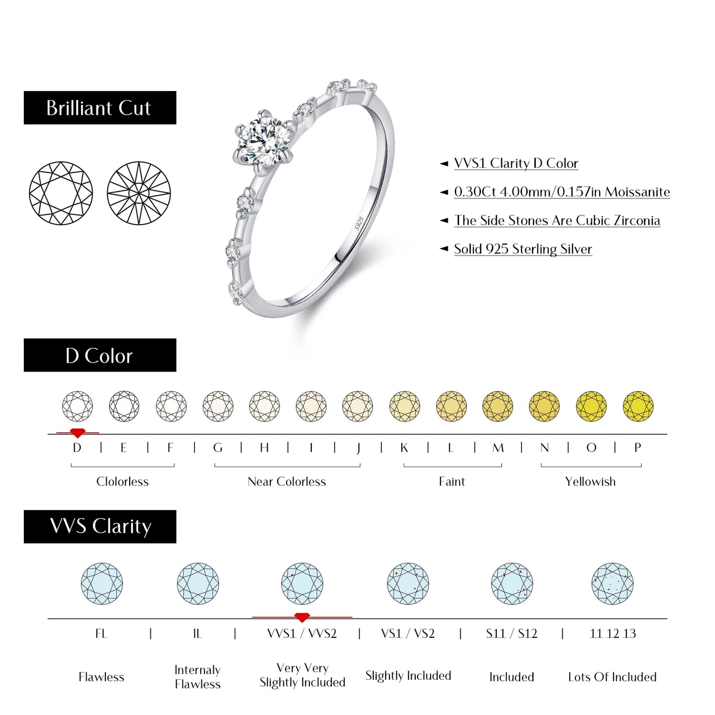 MODIAN D Color Moissanite Wedding Band 925 Sterling Silver Eternity Rings Lab Diamond Stackable Exquisite Jewelry For Women Gift