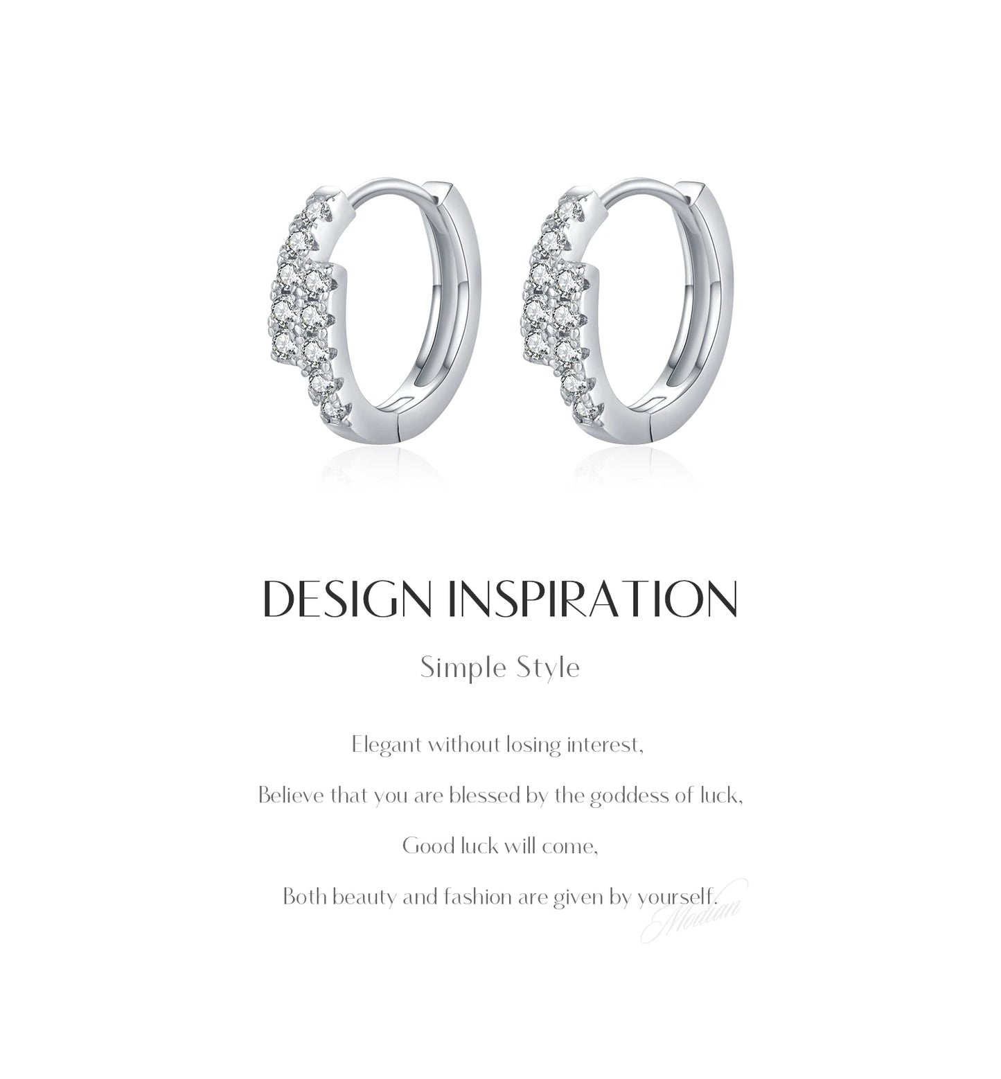 MODIAN D Color Moissanite Simple Earrings 925 Sterling Silver Exquisite Double Row Hoop Earrings For Women Fine Jewelry Gifts