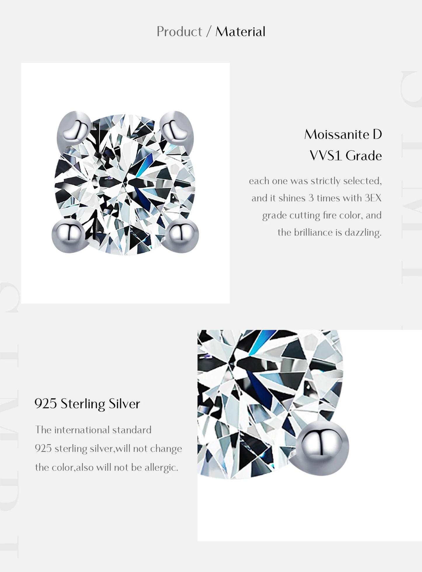 Modian Moissanite Gemstone Clear D Color 925 Sterling Silver Small Tiny Dazzling Stud Earrings For Women Wedding Fine Jewelry