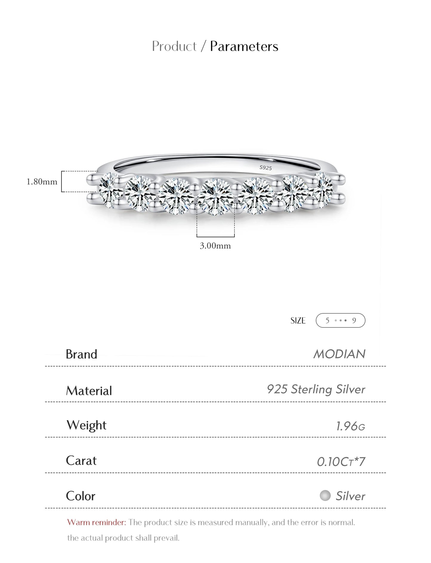 MODIAN Moissanite Wedding Band 925 Sterling Silver Ring Platinum Plated Lab Diamond Stackable Crown Jewelry For Women Gifts