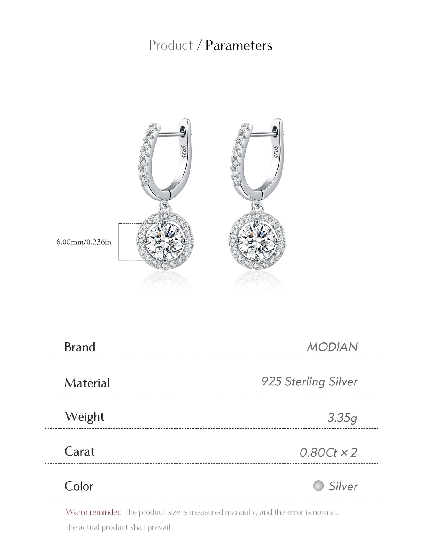MODIAN D Color Moissanite Drop Earrings 925 Sterling Silver Halo Dangle Earrings For Women Wedding Engagement Fine Jewelry Gift