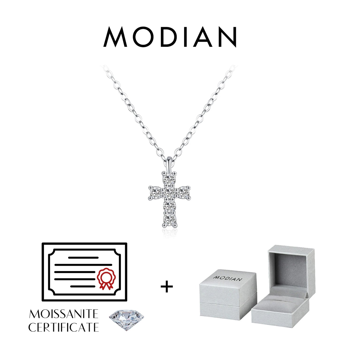 MODIAN D Color Moissanite 925 Sterling Silver Stackable Pendant Necklaces Lab Diamond Link Chain Jewelry For Women Luxury Gift