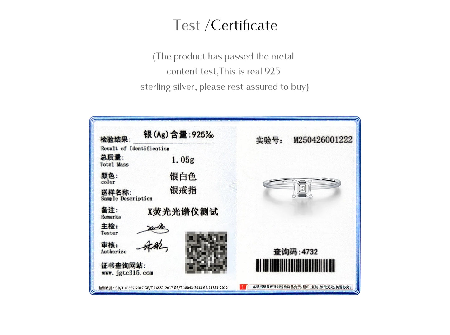 MODIAN Emerald Cut D Color Square Moissanite 925 Sterling Silver Classic Finger Rings For Women Wedding Statement Jewelry