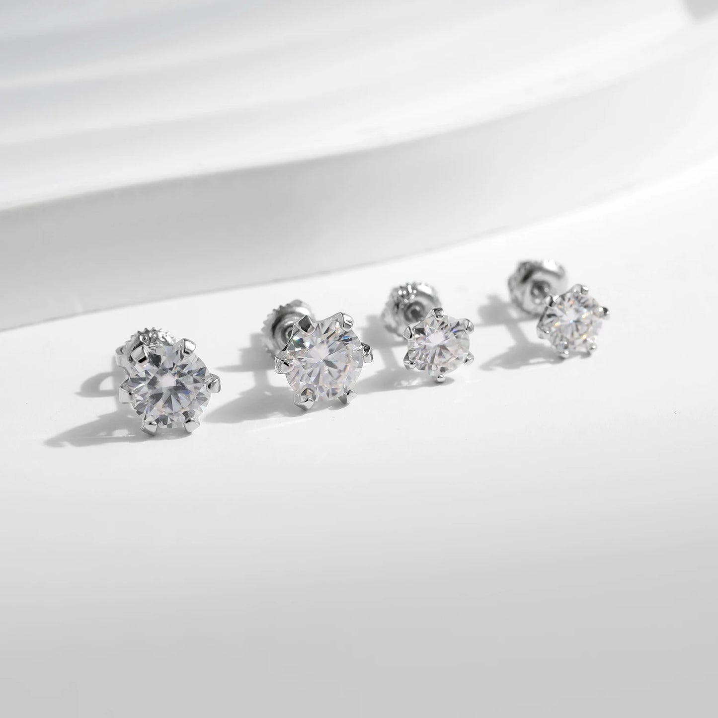 MODIAN 1 Carat D Color Moissanite Stud Earrings 925 Sterling Silver Sparkling Wedding Platinum Plated Fine Jewelry For Women