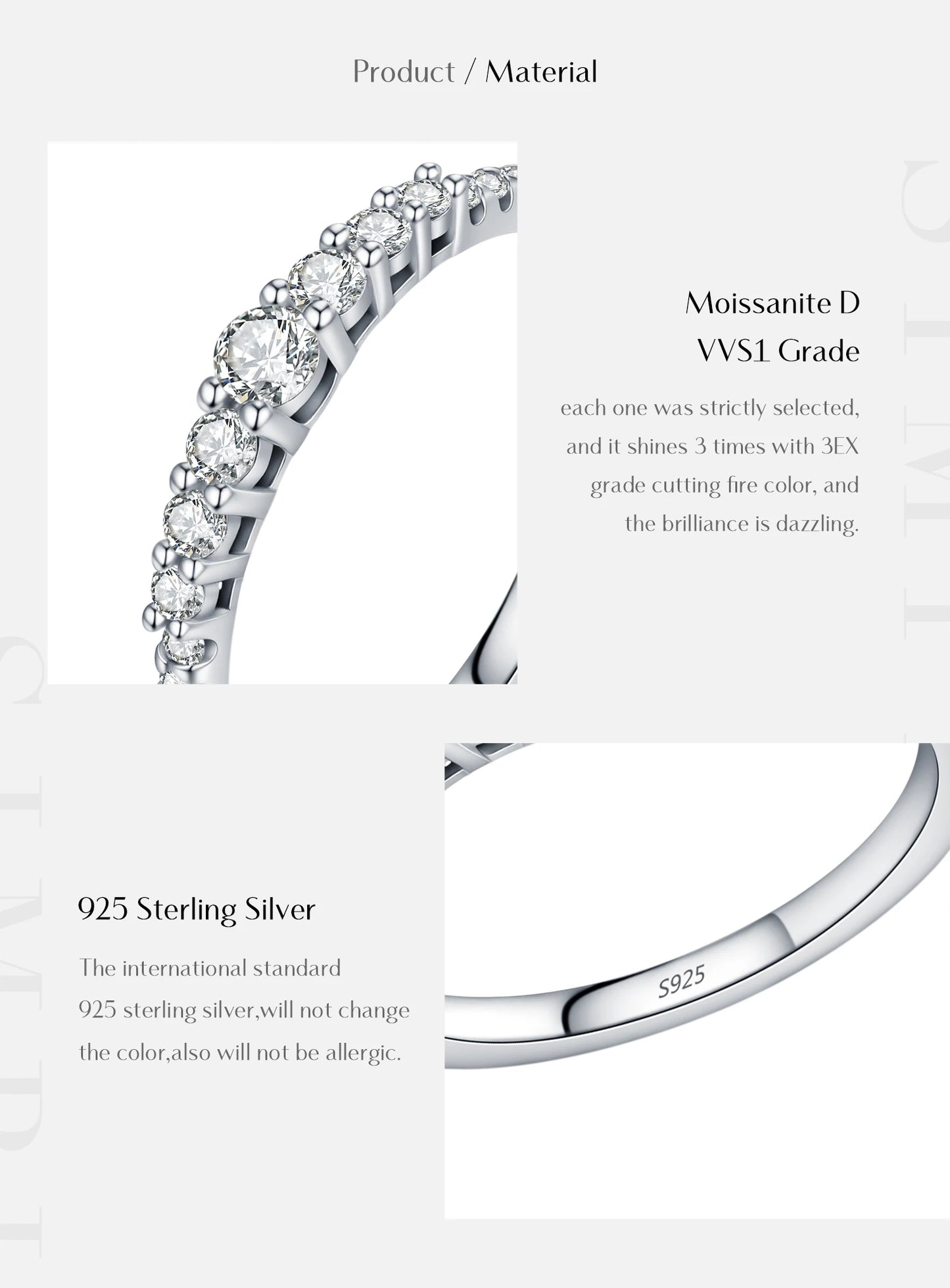MODIAN Exquisite Round Moissanite Ring 925 Sterling Silver Trendy Wedding Engagement Band Rings For Women Fine Jewelry