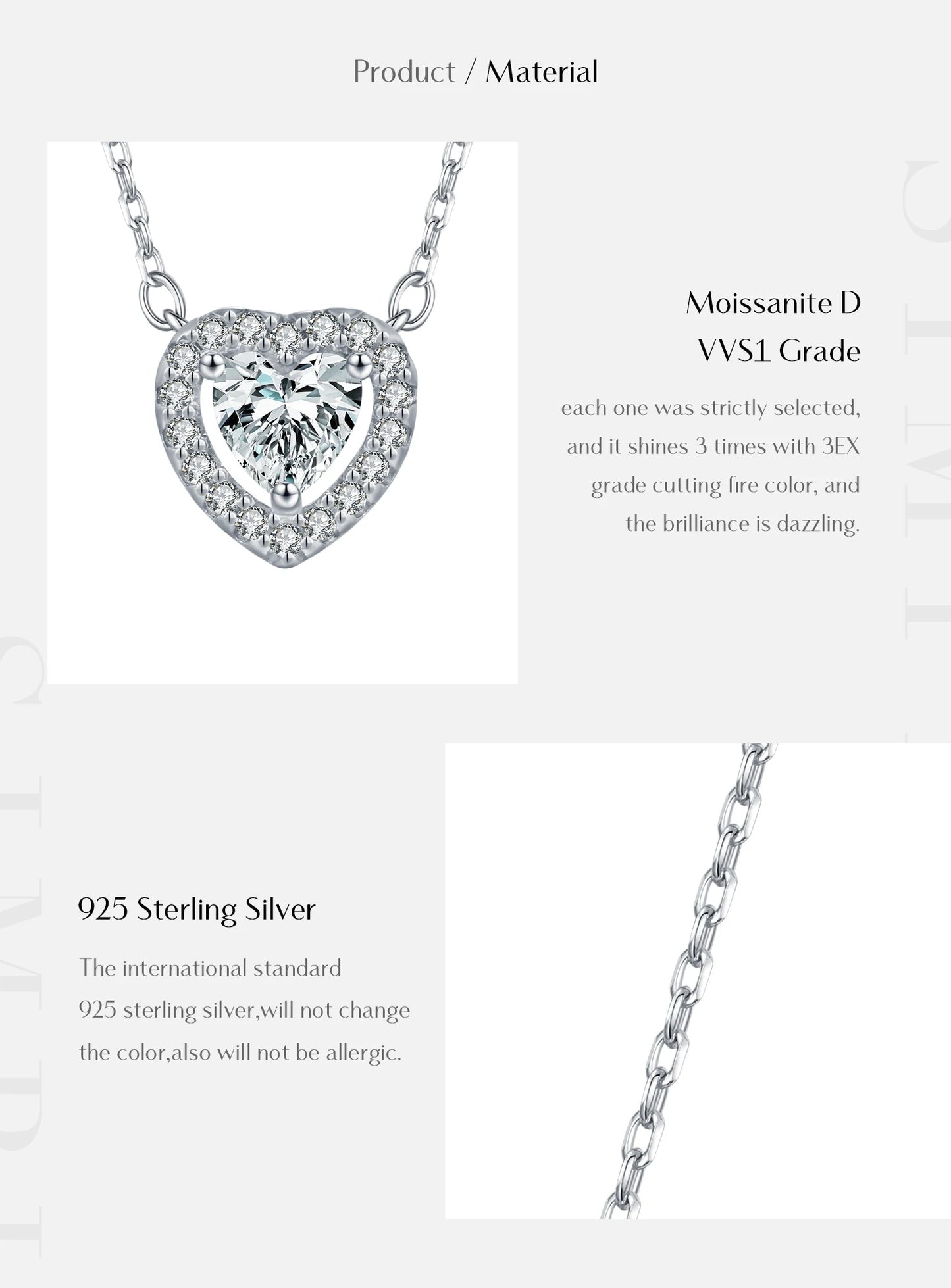 MODIAN D Color Heart Moissanite 925 Sterling Silver Fashion Simple Pendant Necklace For Women Wedding Fine Jewelry Gfits