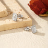 MODIAN Emerald Cut Moissanite Ear Studs 925 Sterling Silver Classic Luxury Halo Earrings For Women Wedding Fine Jewelry Gift