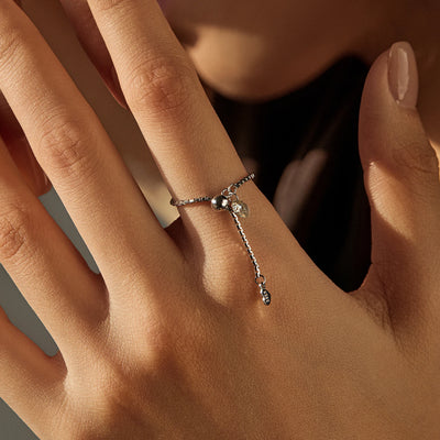 MODIAN D Color Moissanite Rings 925 Sterling Silver Adjustable Beads Boxes Exquisite Chain Rings For Women Fine Jewelry Gift